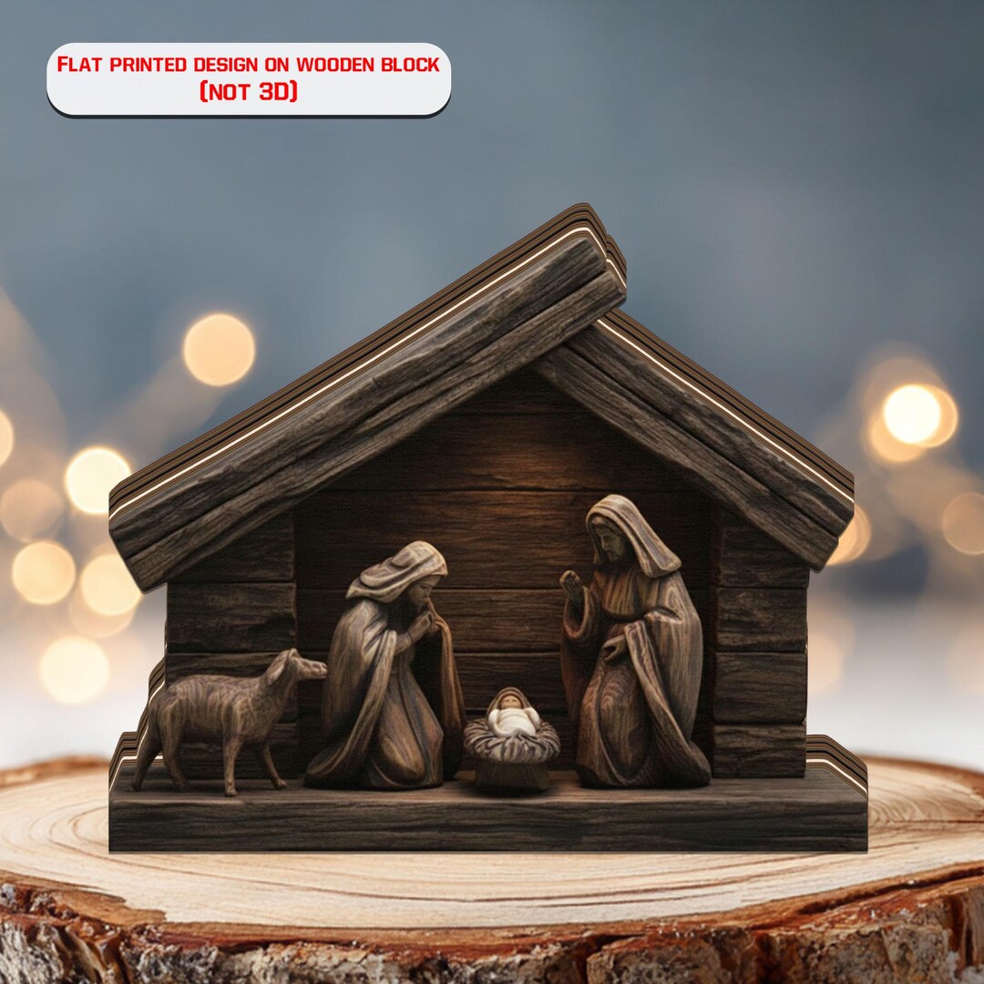 Nativity Wooden Block Decor, Christmas Religious Tabletop Sign, Holy ...
