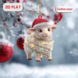Personalized Sheep Ornament, Custom Name Acrylic Christmas Decoration