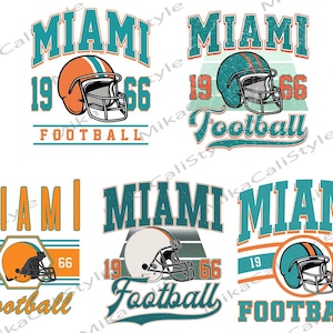 5 files Png Miami Football Shirt Vintage Style Png, Retro Miami Football Png, Football Lovers, Miami Football Xmas Gift, PNG files.