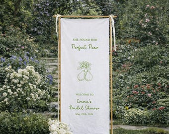 She Found Her Perfect Pear Bridal Shower Banner, Pear Theme Bridal Shower Welcome Sign, Personalized Bridal Shower Banner
