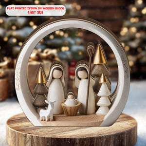 Rustic Wooden Nativity Scene – Layered Wood Manger Display - NOT a 3D carving