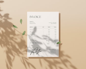 Invoice Template - Minimalist Editable Invoice Template Canva, Printable Invoice for Business, Instant Download