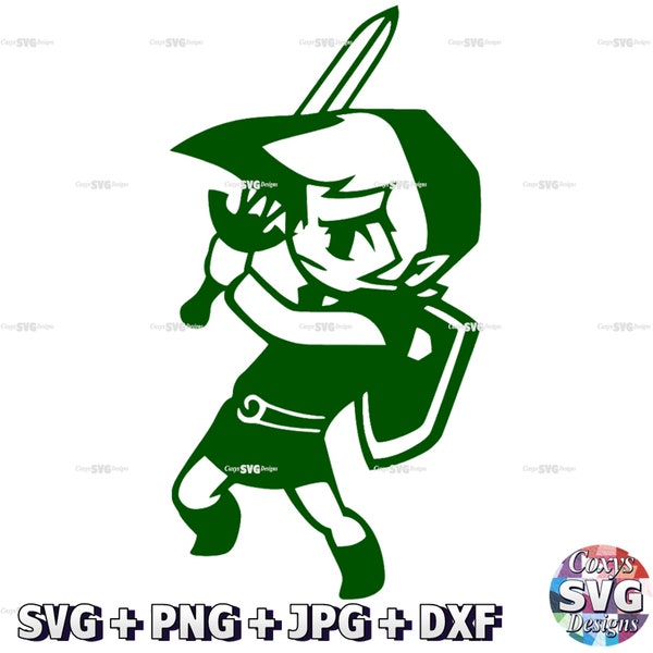 Toon Link The Legend Of Zelda Inspired SVG Instant Digital Download File Vector Graphic PNG JPG dxf Cricut Silhouette Cameo Outline Hearts
