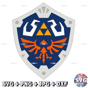 Zelda Hyrule Shield Inspirado SVG Instant Digital Download Arquivo Vetor Gráfico Lebre PNG JPG dxf Cricut Silhueta Cameo Contorno Corações