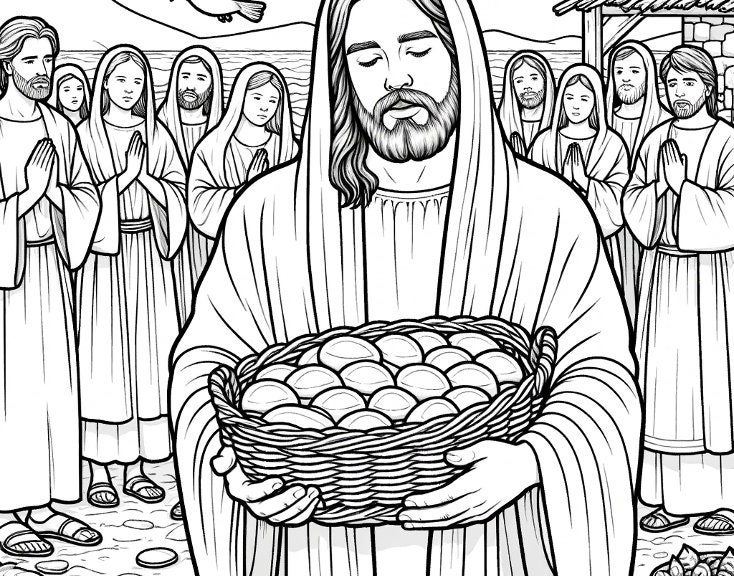 Feeding of the 5000 Coloring Pages Bible Story Art Set for Kids ...