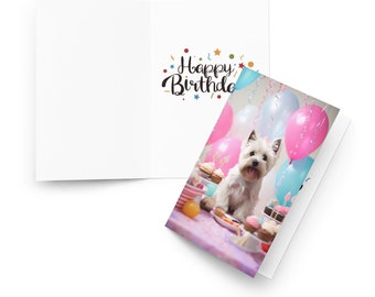 Carte de voeux de joyeux anniversaire Highland Terrier amusant