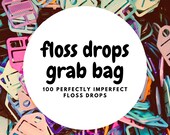 Perfectly Imperfect Grab Bags | 100 x Floss Thread Drops with Label Slot | Cross Stitch, Embroidery and Needlework Organization
