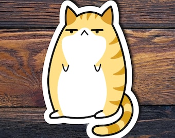 Pegatina de gato naranja / Inspirada en el gato Kayden / Pegatina de animal / Pegatina divertida / Calcomanía de animal / Pegatina para portátil / Pegatina de vinilo