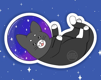 Pegatina de gato espacial / Pegatina de gato / Pegatina espacial / Pegatina de animal / Pegatina holográfica / Pegatina de vinilo