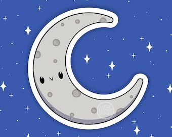 Pegatina de luna creciente / Pegatina de luna espacial / Pegatina espacial / Astronomía / Ciencia espacial / Regalo para ella / Pegatina para portátil / Pegatina para botella