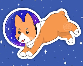 Pegatina de Corgi Espacial / Pegatina de Corgi / Pegatina de Perro / Pegatina de Animal / Pegatina Espacial / Pegatina Holográfica de Estrella / Pegatina de Vinilo