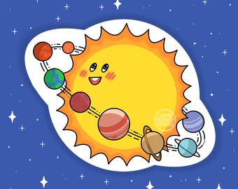 Pegatina del Sistema Solar / Pegatina del Sol / Pegatina de Planetas / Pegatina del Espacio / Pegatina del Sistema Solar / Astronomía / Regalo para Ella