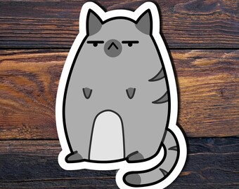 Pegatina de gato gordito / Pegatina de animal / Regalo para amantes de los gatos / Pegatina divertida / Calcomanía de animal / Pegatina para portátil / Pegatina de vinilo