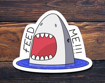 Pegatina de tiburón Nom / Pegatina de tiburón / Tiburón divertido / Pegatina de animal / Pegatina de verano / Pegatina de playa / Pegatina holográfica / Pegatina de vinilo