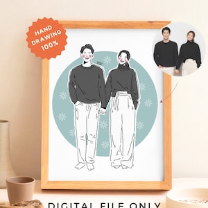Custom Portrait, Couple Line Drawing From Photo, Personalized Custom Family Portrait, Minimalist  Digital Portrait, Custom Wedding Gift
