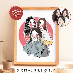 Retrato de pareja minimalista personalizado, ilustración personalizada, dibujo familiar de una línea, arte de caricatura minimalista personalizado, regalo único para parejas