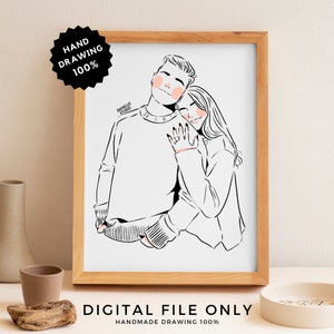 Custom Line Drawing Portrait Minimalist Illustration Custom Portrait Gift Drawing Single Custom Line Art From Photo Handmade Gift For Her