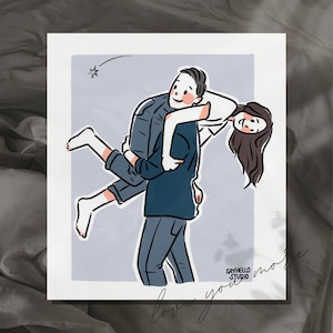 Minimal Custom Portrait from Photo - Personalized Artistic Couple Gift - Digital Handmade Illustration - Unique Custom Painting - Art Gift
