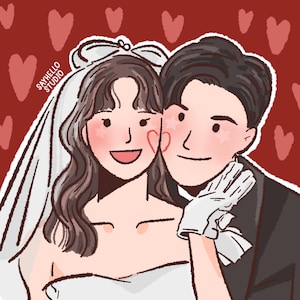 Minimal Custom Portrait from Photo - Personalized Artistic Couple Gift - Digital Handmade Illustration - Unique Custom Painting - Art Gift