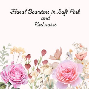 Elegant Watercolor Floral Arch Border Blush Pink and Red Roses Digital Download for Wedding Invitations, Printable Card Frame