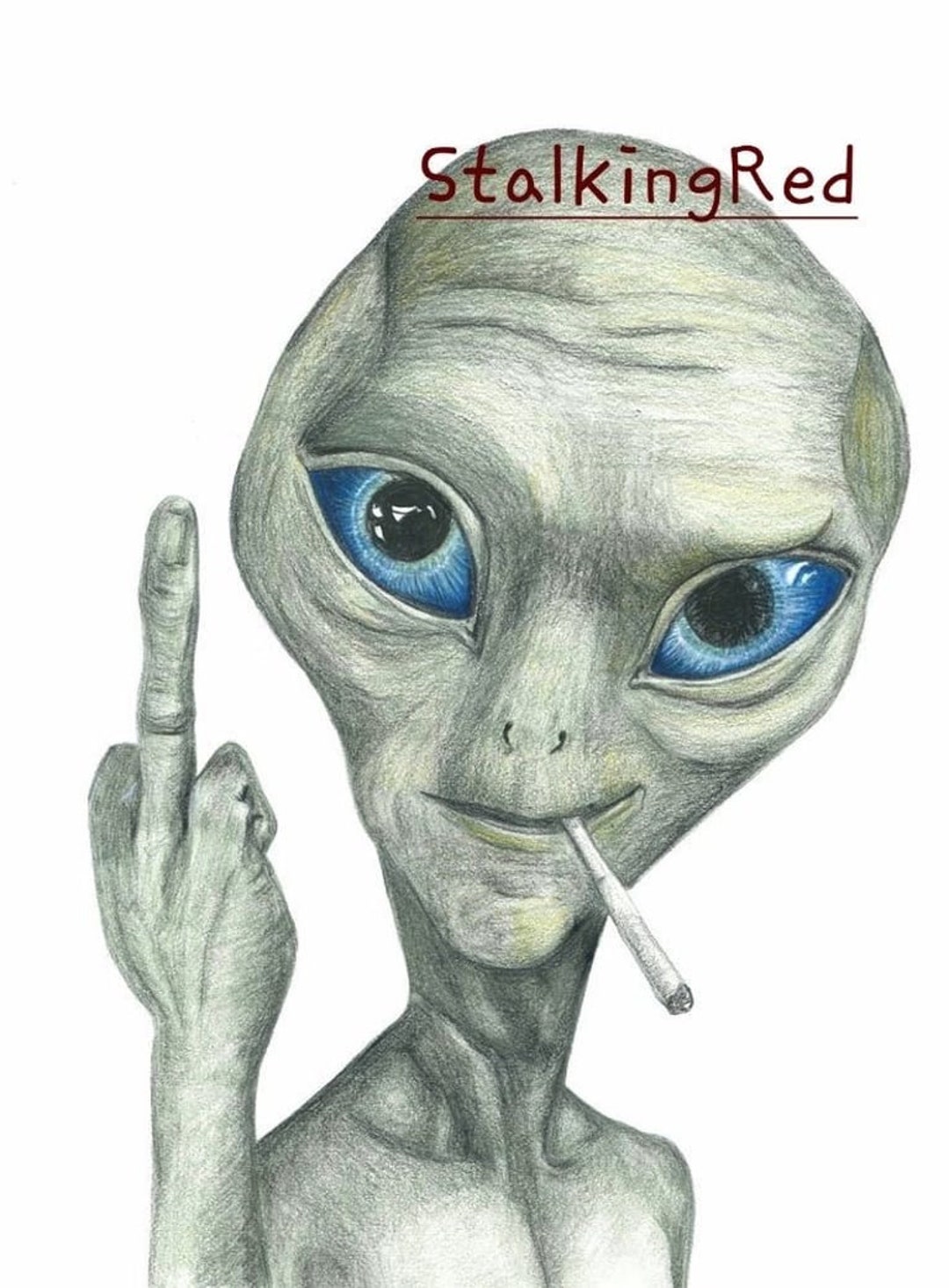 Paul the Alien Pencil Drawing A4 Fan Art Print Etsy