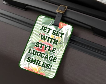 Afdrukbare bagagelabels met tropische bloemen, doe-het-zelf-reislabel (digitale download)