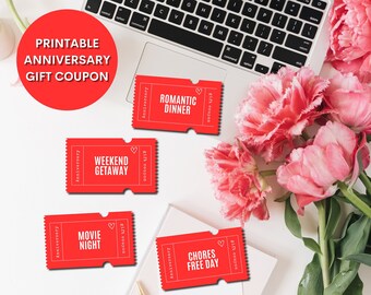 Printable Personalized Anniversary Coupon Template | Romantic Gift for Wife | Digital Voucher Card | Unique Present Idea | Instant Download