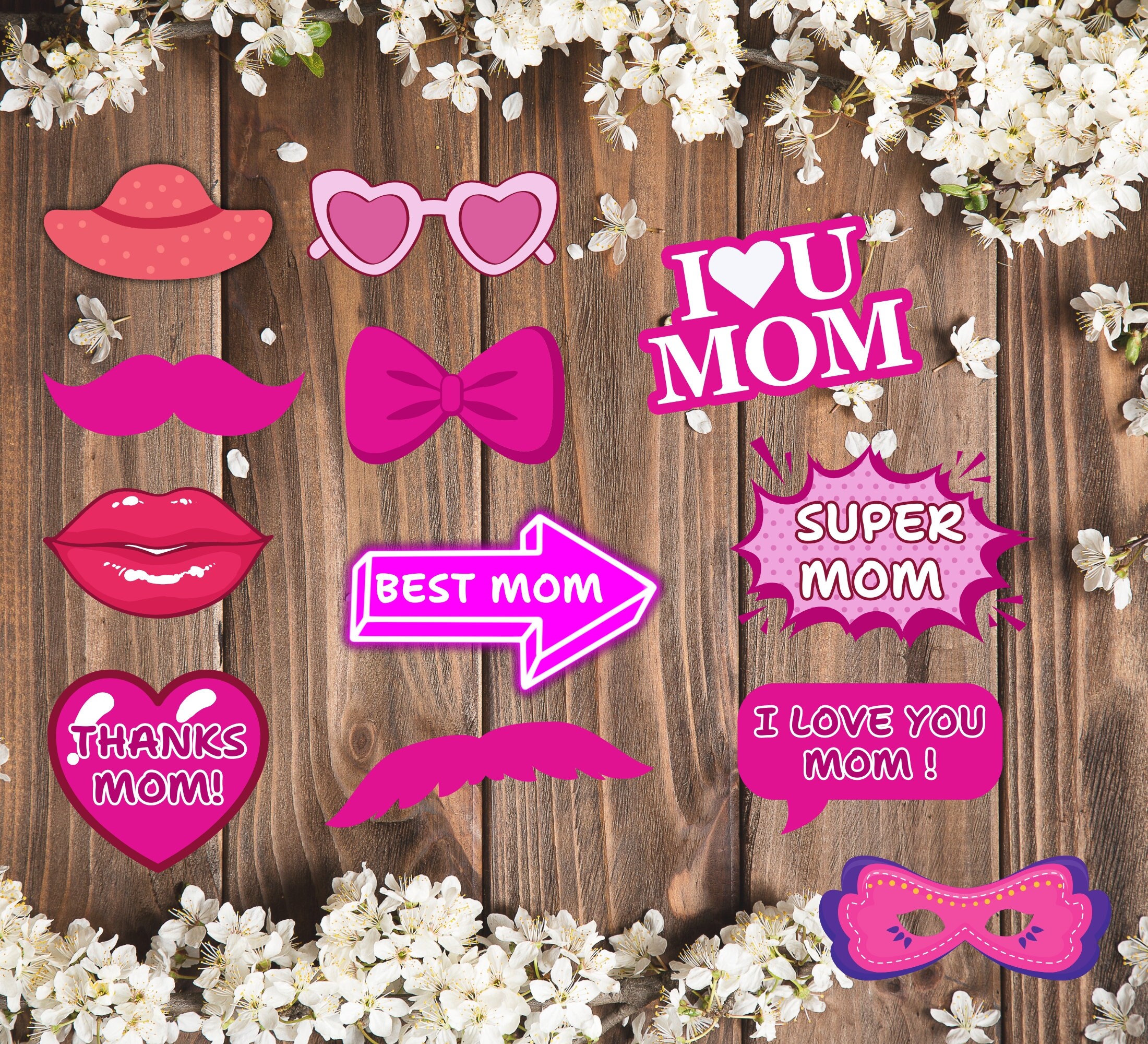 Printable Mother's Day Photo Booth Props Photo Booth Kit Set Fun and ...