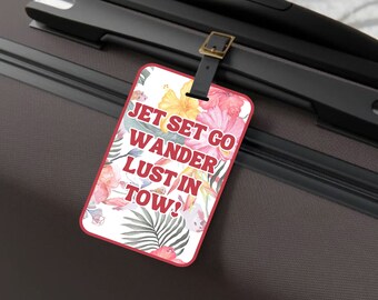 Tropical Flowers Luggage Tag, Printable Travel Label (digital