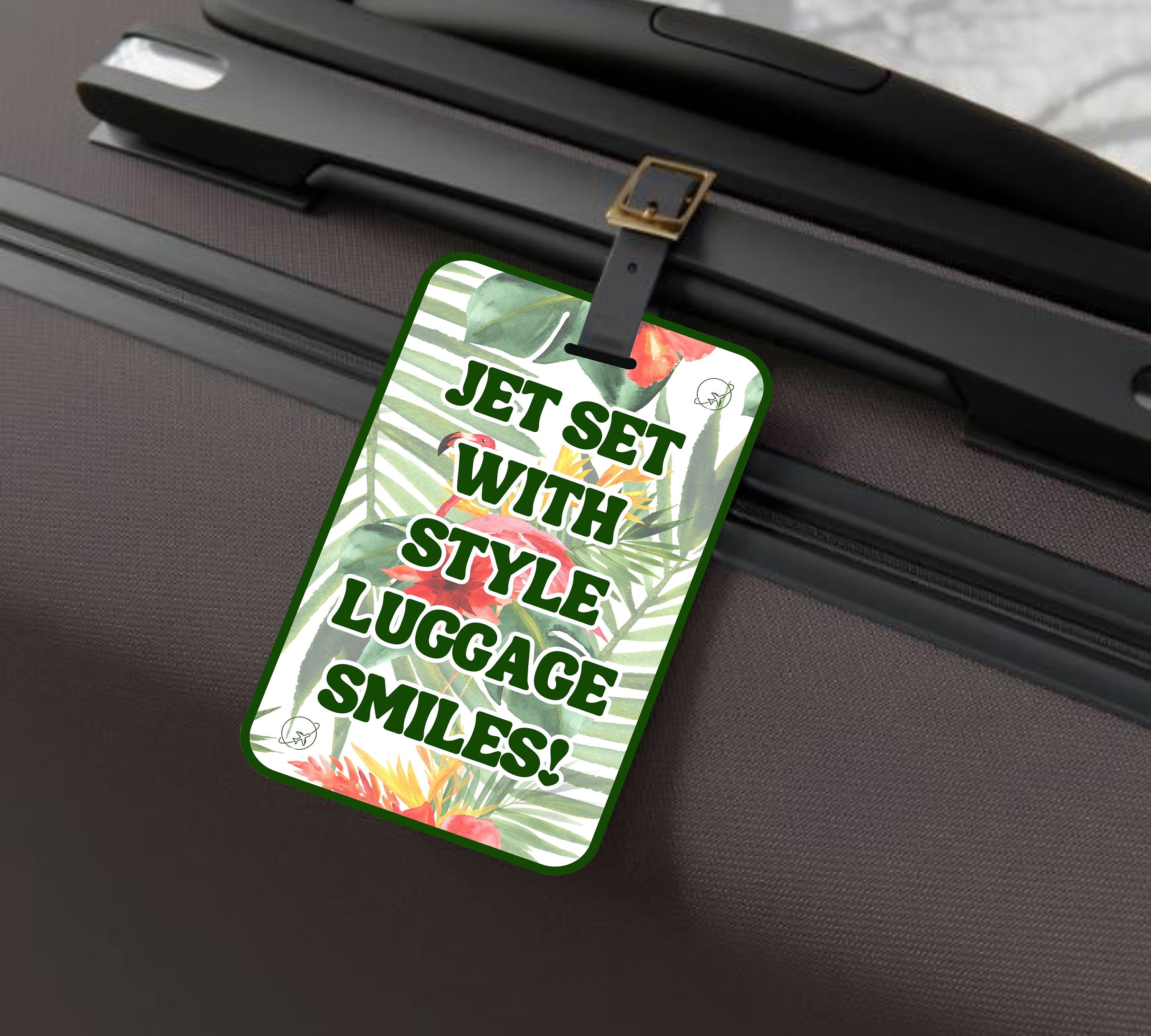 Tropical Flowers Luggage Tag, Printable Travel Label (digital