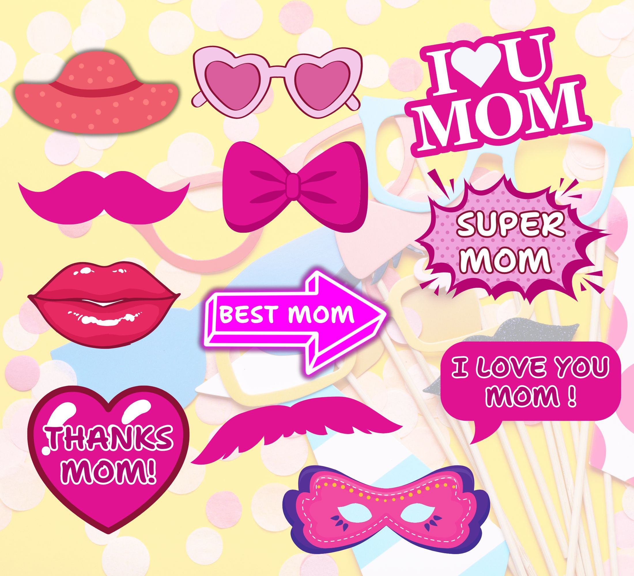Printable Mother's Day Photo Booth Props Photo Booth Kit Set Fun and ...