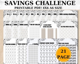 Savings Challenge, Saving Tracker, Savings Tracker Printables, Savings Tracker Bundle, Money Saving Challenge Printable