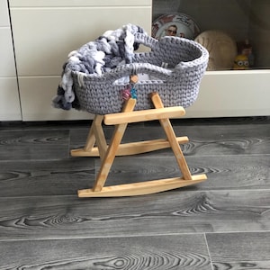 Cuna de muñeca, cuna de transporte de juguete, muebles para bebé, cuna de muñeca estilo bohemio con capucha y manta, cesta para muñecas