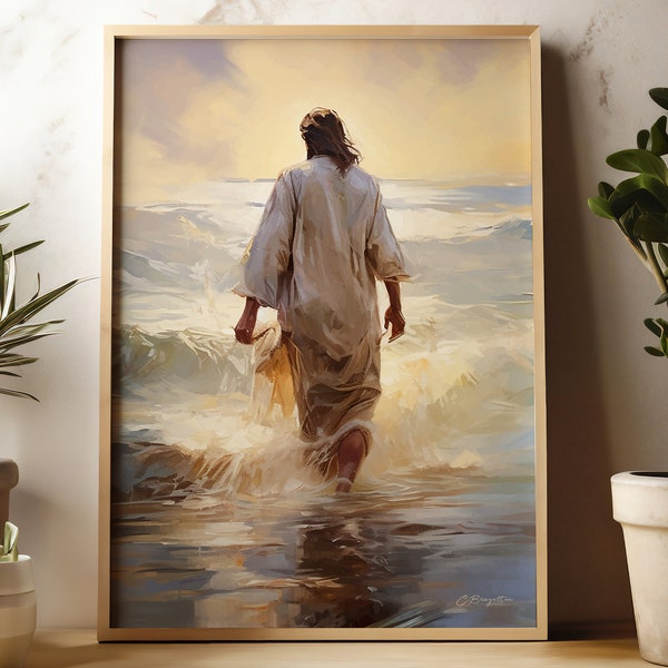Calming the Storm  | Digital Download | Jesus Wall Art | Jesus Walking On Water | The Living Christ | Bible Art | Peace Be Still