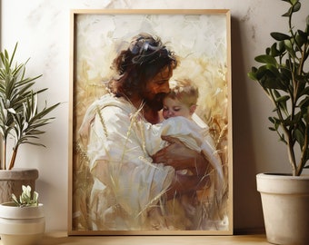 Bless the Children | Digital Download | Jesus Christ Holding A Precious Child | Printable | Christian Art | Become as a Little Child