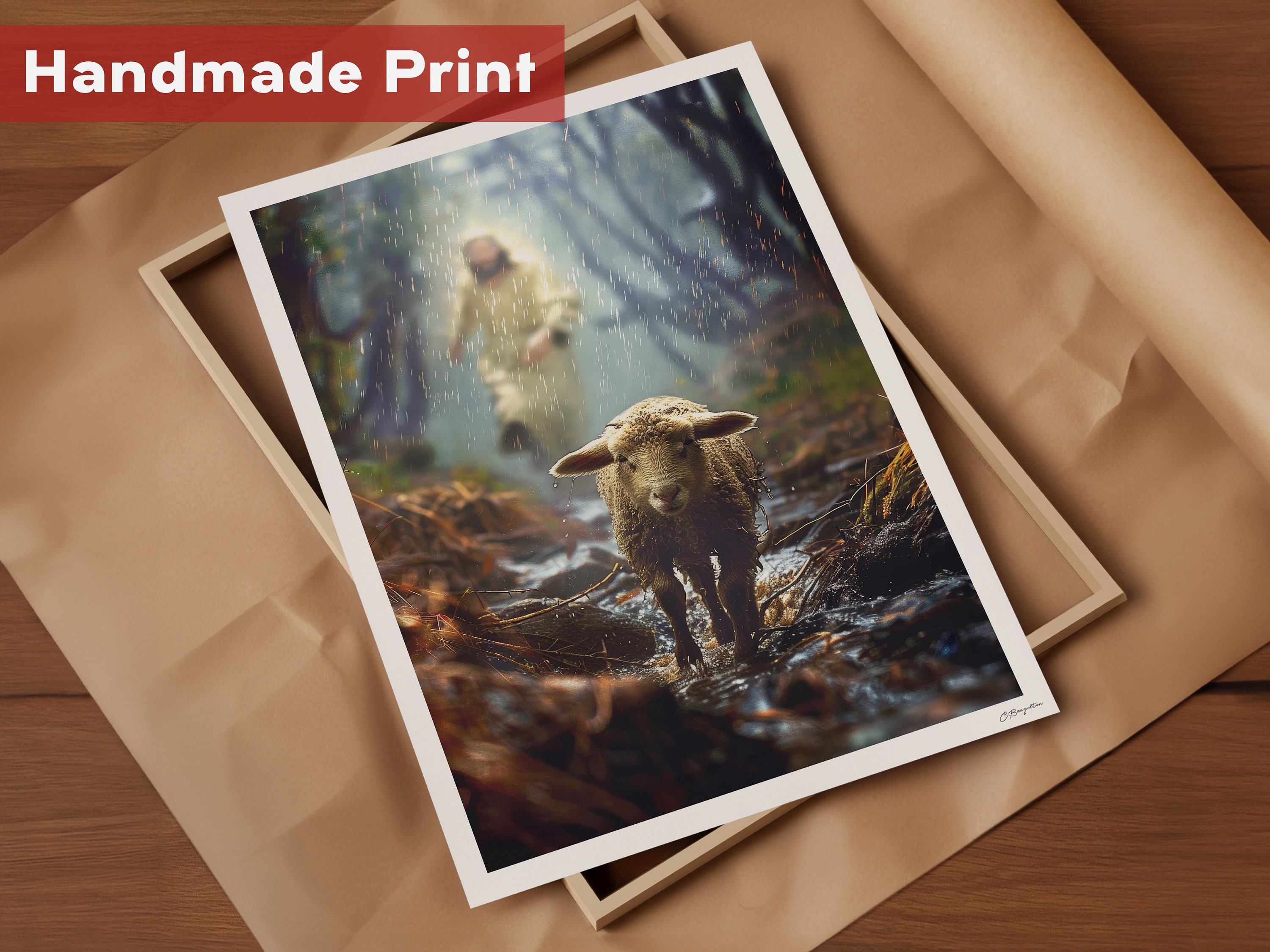 Shepherd in the Storm #2 | Handmade Fine Art Print | Jesus Runs to Save ...