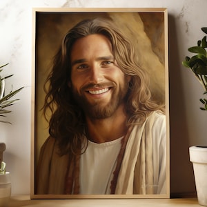 Remain in Love | Digital Download | Bible Art | Christian Art | Jesus Painting | Jesus Portrait | Jesus Smiling | Frame TV | Smiling Christ