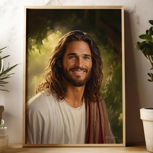 True Vine | Digital Download | Bible Art | Christian Art | Jesus Painting | Jesus Portrait | Jesus Smiling | Frame TV | Smiling Christ