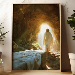 Victory in Jesus | Christian Art | Bible Art | Jesus Art | Digital Download | Resurrection | Wall Art | Empty Tomb | Easter | Risen Lord