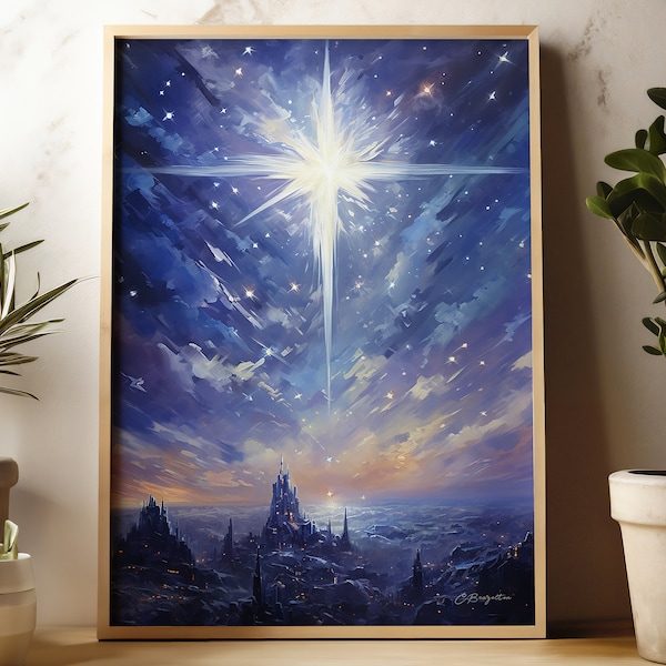 The Christmas Star | Digital Download | Birth of Jesus | Bible Art | Christian Art | Christmas Art | Printable | Bethlehem | Nativity