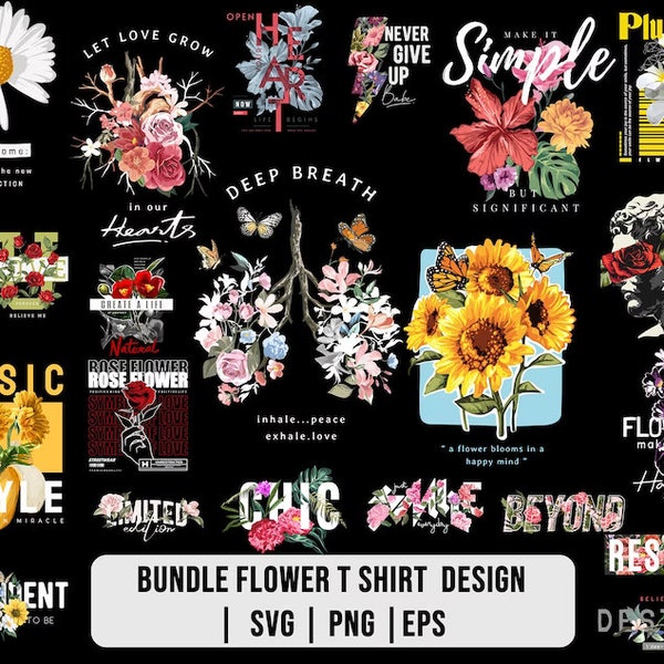 T-shirt designs bundle , flower street wear design bundle , streetwear design bundle , bikers design ,urban t-shirts , flora fauna t-shirt