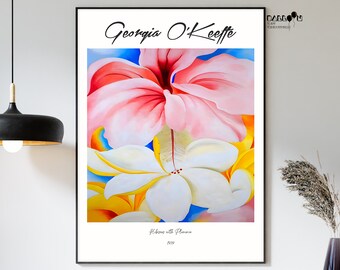 Georgia O Keeffe, Hibiscus with Plumeria, 1939, O'Keeffe Wall Art, Georgia O'Keeffe, Home Wall Decor, Modern Art Print, Exhibition Poster
