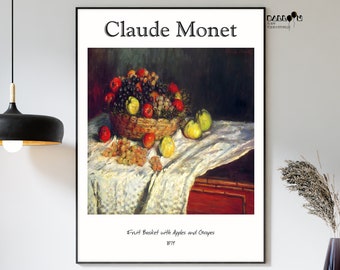 Claude Monet, fruitmand met appels en druiven, 1879, Claude Monet print, impressionistische kunst, kunst aan de muur, tentoonstelling poster, cadeau idee