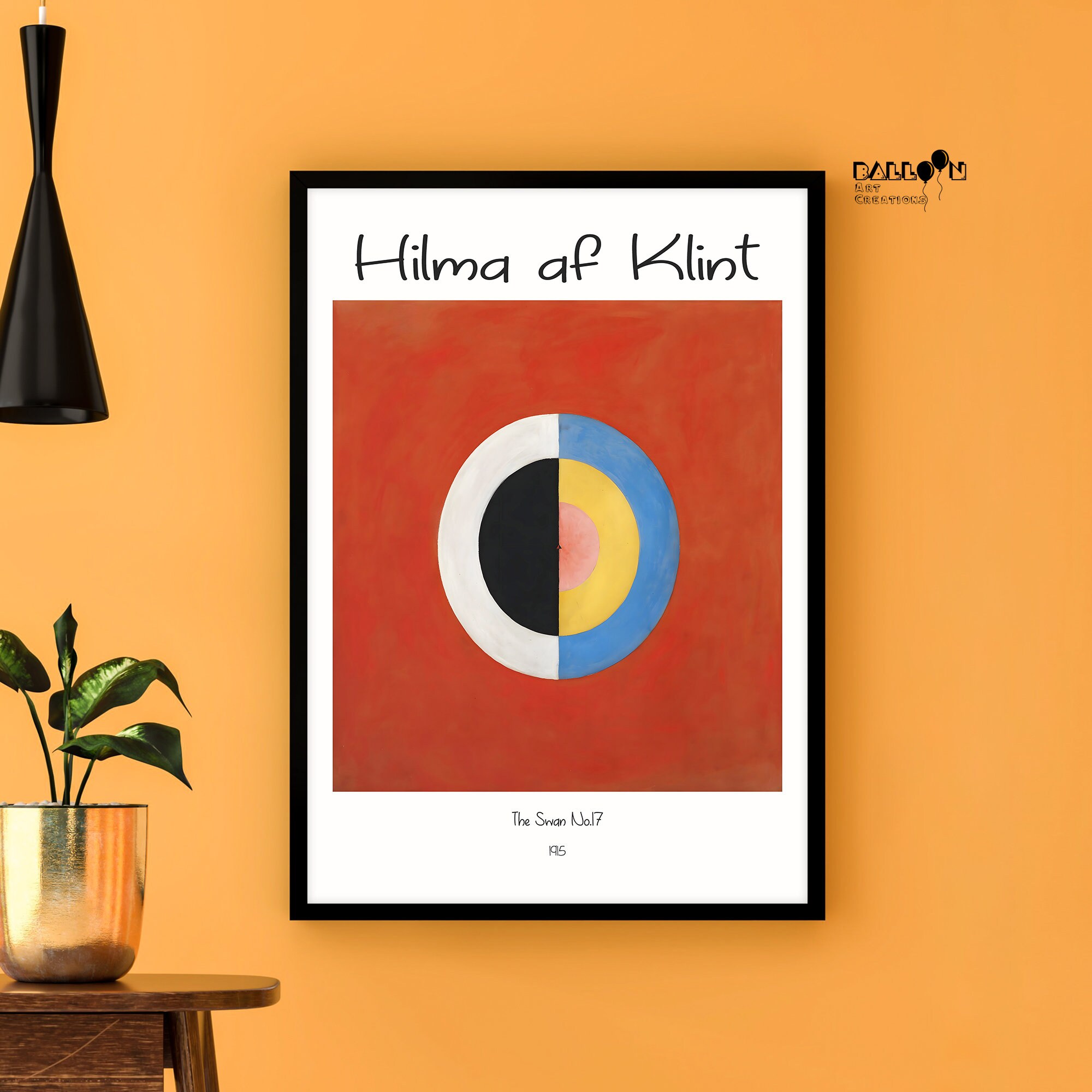 版画 Ake Holm #29 Dansen kring guldkalven Hilma Af Klint, the Swan No.17, 1915, Klint Poster, Modern Art