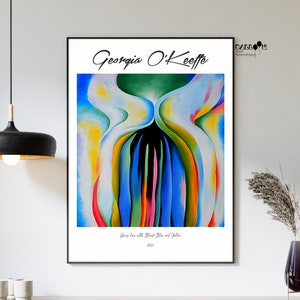 Georgia O&#39;Keeffe, Gray line with Black-Blue and Yellow, 1923, Georgia O Keeffe Poster, Exhibition Poster, Home Wall Art, Modern Art Print