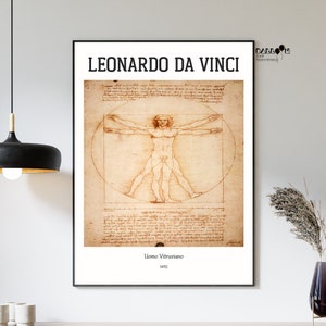Leonardo Da Vinci, Uomo Vitruviano, 1492, Impresión de Da Vinci, Arte mural de Da Vinci, Pinturas famosas, Arte italiano, Decoración de la pared del hogar, Arte clasicista
