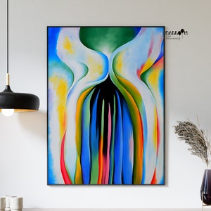 Georgia O&#39;Keeffe, Gray line with Black-Blue and Yellow, 1923, Georgia O Keeffe Poster, Modern Art Print, Exhibition Poster, Home Wall Art