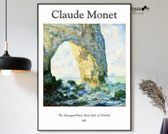 Claude Monet, The Manneport-Rock Arch à l'ouest d'Etretat, 1883, oeuvre d'art murale Claude Monet, art impressionniste, affiche de paysage, affiche d'exposition