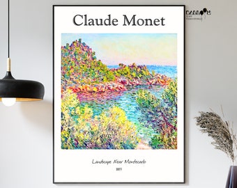 Claude Monet, landschap in de buurt van Montecarlo, 1883, 1882, Monet print, landschapskunst, tentoonstelling poster, kunst aan de muur, zee print, impressionistische kunst