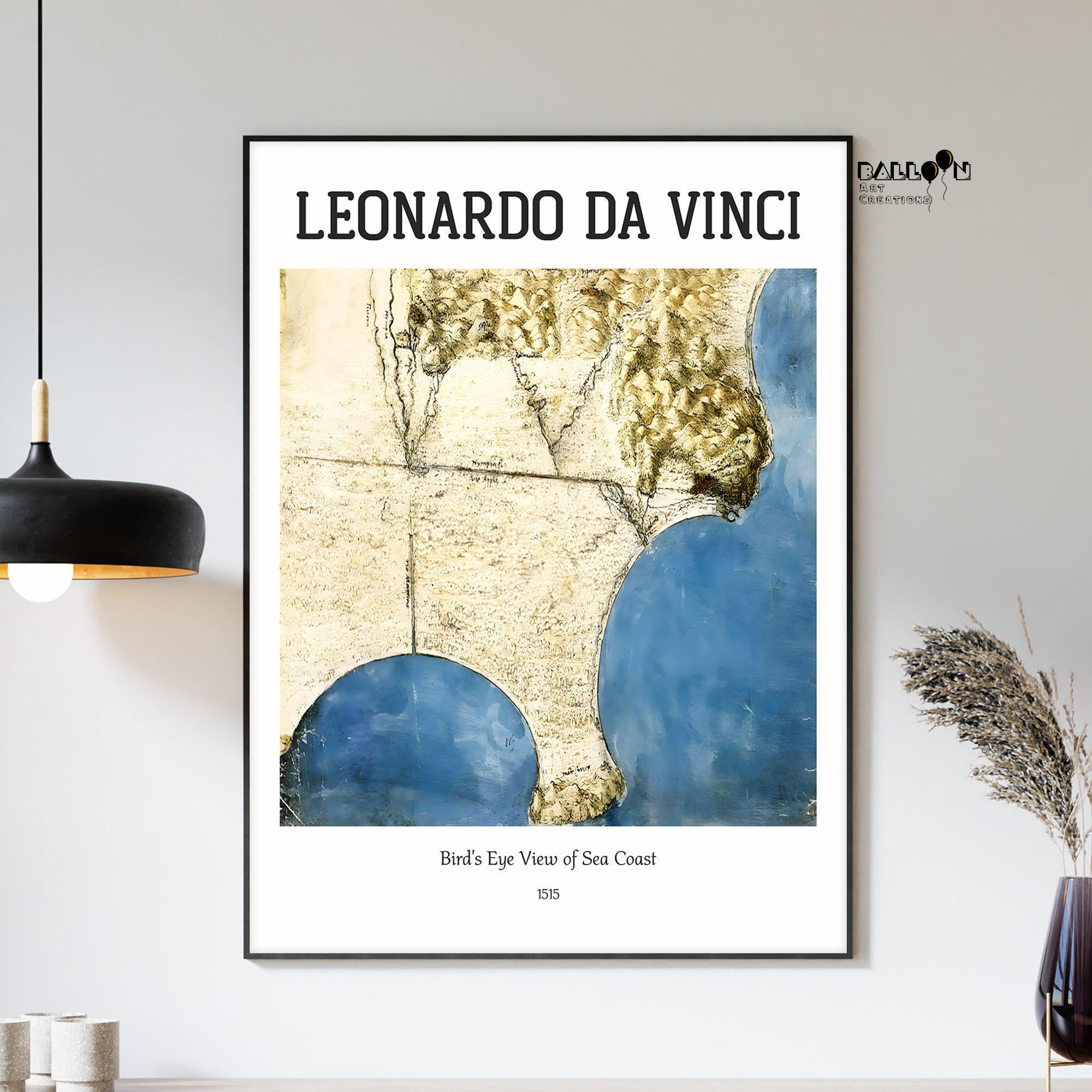 Leonardo Da Vinci, Bird's Eye View of Sea Coast, 1515, Da Vinci